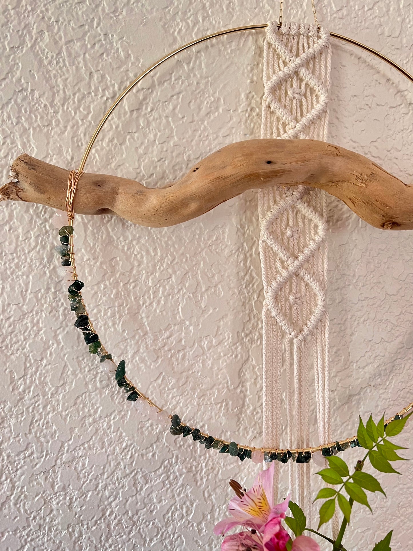 Moss Agate Hanging Planter